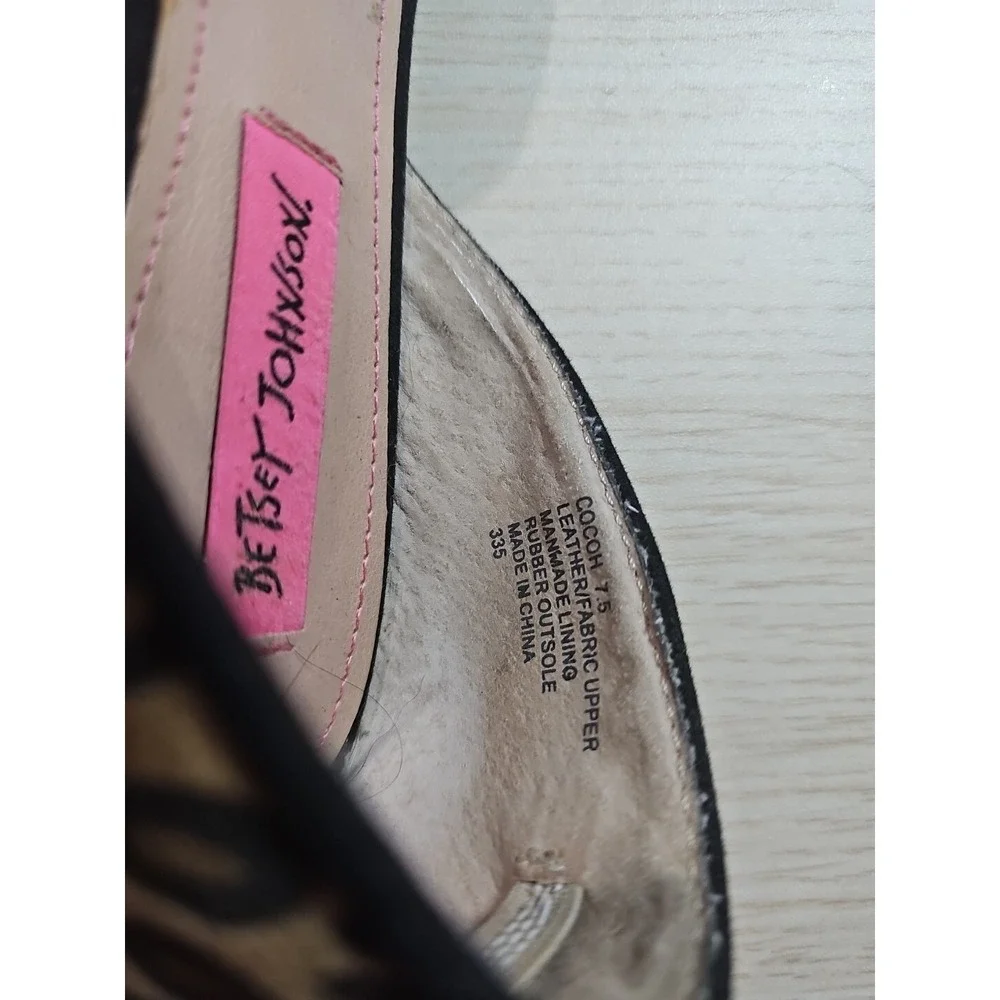Betsey‎ Johnson Cocoh D'Orsay Flats 7.5 Black Suede Balletcore Cheetah Print 18G